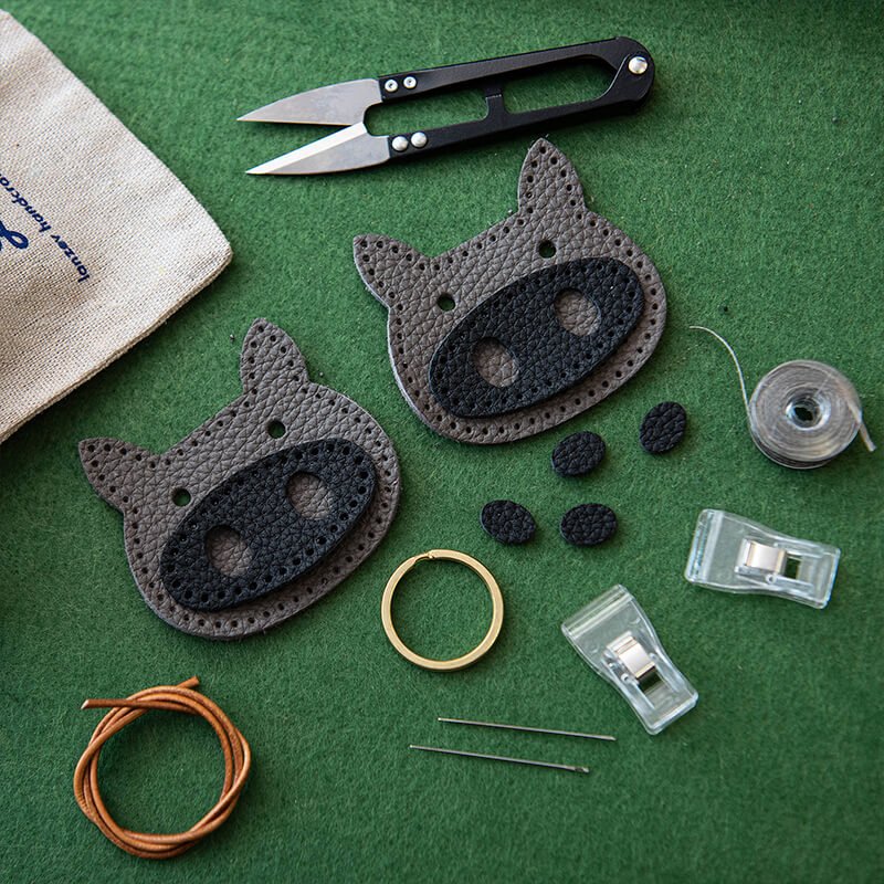 Cartoon Style Keychain DIY Leather Kit– Babylon Leather - Babylon LeatherBabylon LeatherLZ63-Grey