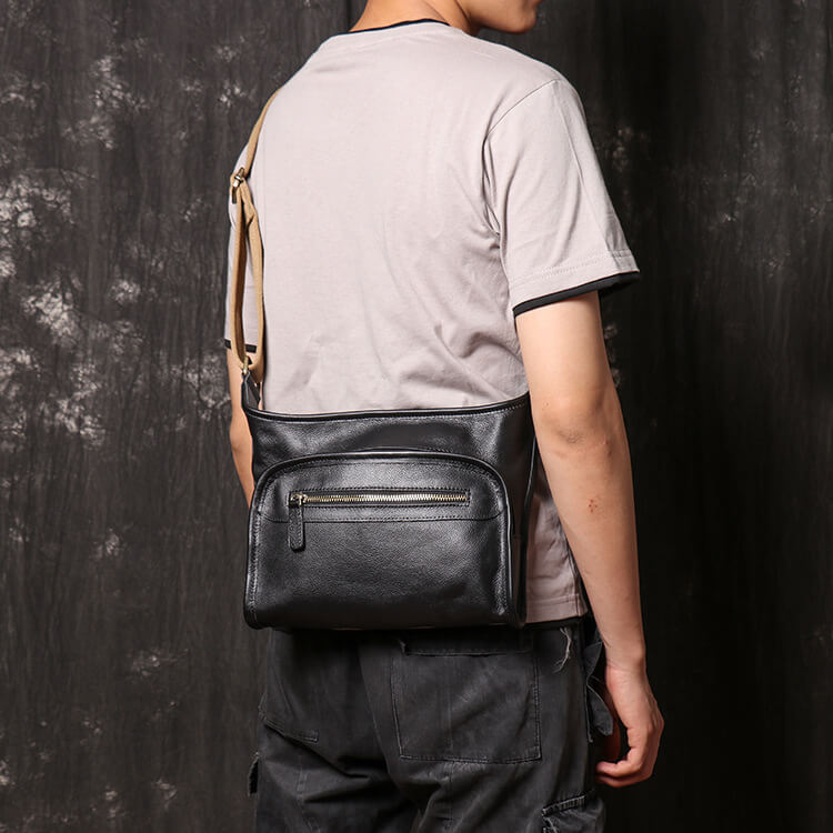 Casual Men’s Leather Crossbody Bag – Babylon Leather - Babylon LeatherBabylon LeatherLJ060 - Black