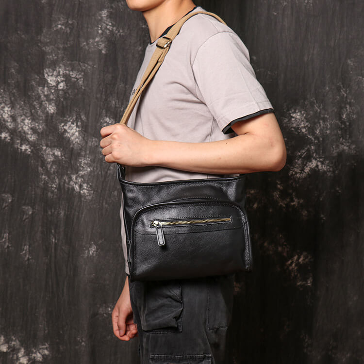 Casual Men’s Leather Crossbody Bag – Babylon Leather - Babylon LeatherBabylon LeatherLJ060 - Black