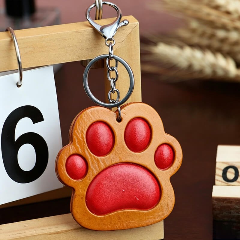 Cat Paw Leather Bag Charm – Babylon Leather - Babylon LeatherBabylon LeatherLLZ120-Brown &  Red