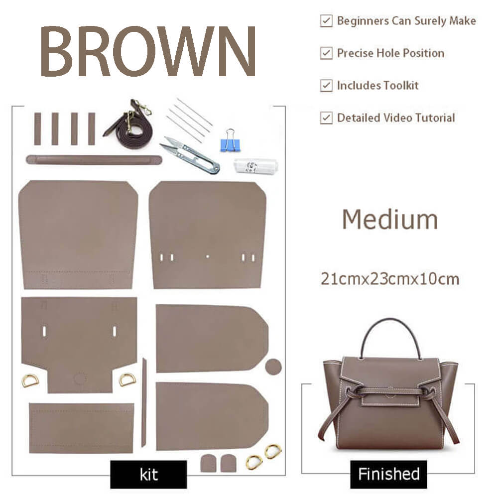 Catfish Leather Tote Bag DIY Kit – Babylon Leather - Babylon LeatherBabylon LeatherSY02-Brown-Medium-White