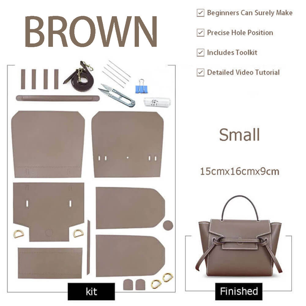 Catfish Leather Tote Bag DIY Kit – Babylon Leather - Babylon LeatherBabylon LeatherSY02-Brown-Small-White