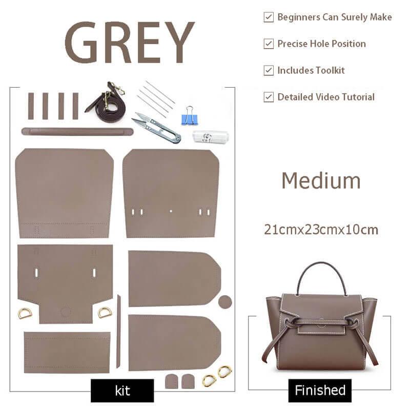 Catfish Leather Tote Bag DIY Kit – Babylon Leather - Babylon LeatherBabylon LeatherSY02 - Grey - Medium - White