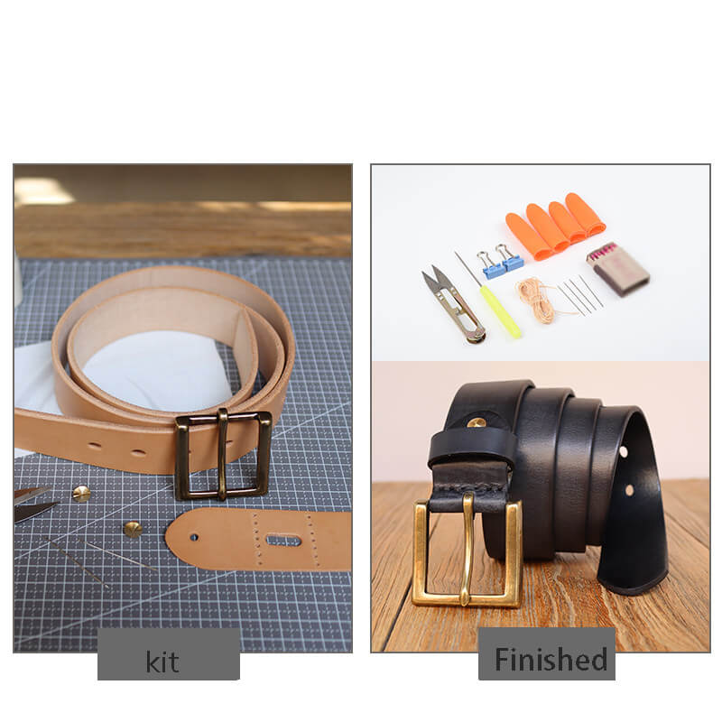 Men's Antique Brass Belt Veg Tanned Leather DIY Kit – Babylon Leather