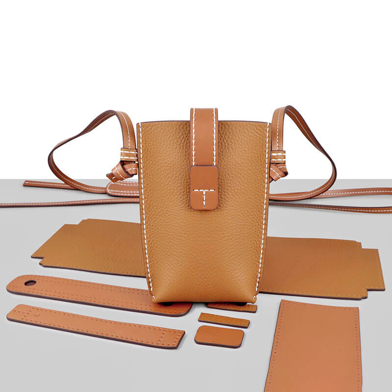 Cell Phone Crossbody DIY Kit – Babylon Leather - Babylon LeatherBabylon LeatherSY86 - Caramel - White