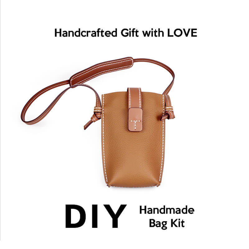 Cell Phone Crossbody DIY Kit – Babylon Leather - Babylon LeatherBabylon LeatherSY86 - Caramel - White