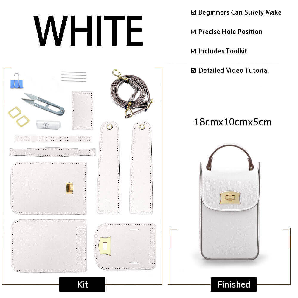 Cell Phone Purse Crossbody Bag DIY Kit – Babylon Leather - Babylon LeatherBabylon LeatherSY51-White-Color-Matched