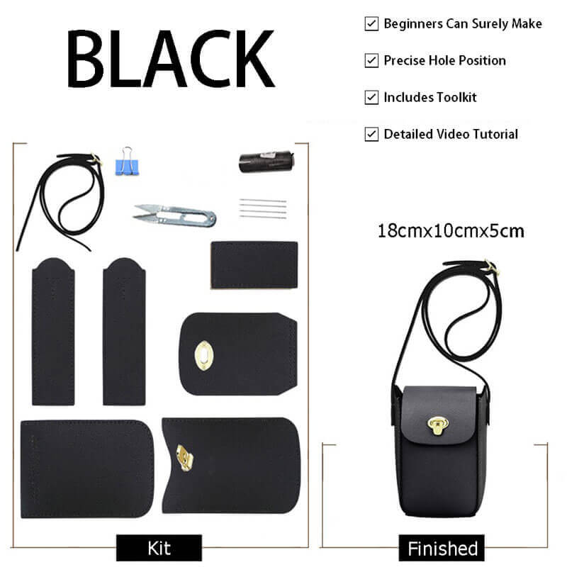 Cell Phone Purse Mini Bag DIY Kit – Babylon Leather - Babylon LeatherBabylon LeatherSY52-Black-Color-Matched