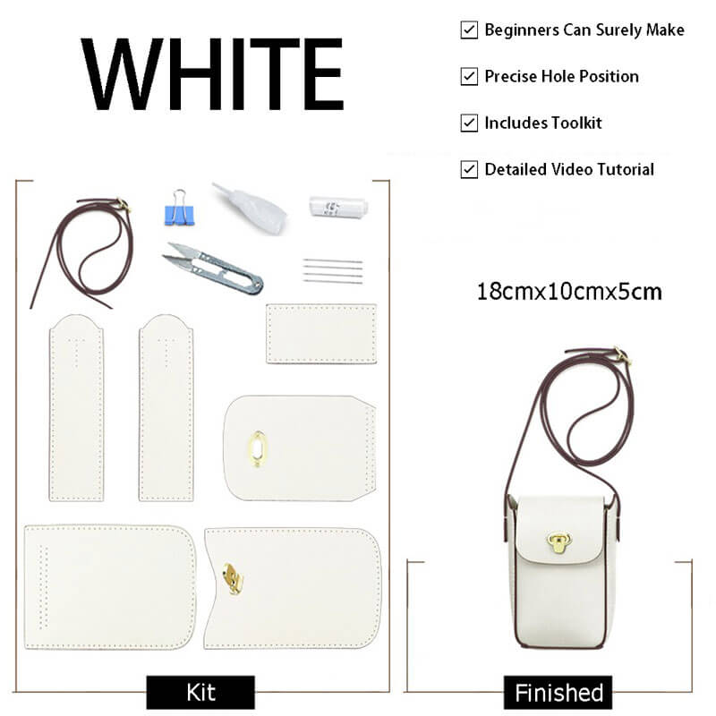 Cell Phone Purse Mini Bag DIY Kit – Babylon Leather - Babylon LeatherBabylon LeatherSY52 - White - Matching Color