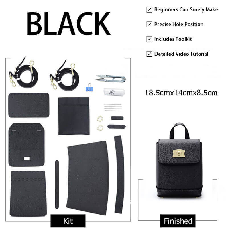 Cell Phone Purse Mini Leather Backpack DIY Kit – Babylon Leather - Babylon LeatherBabylon LeatherSY50-Black-Color-Matched