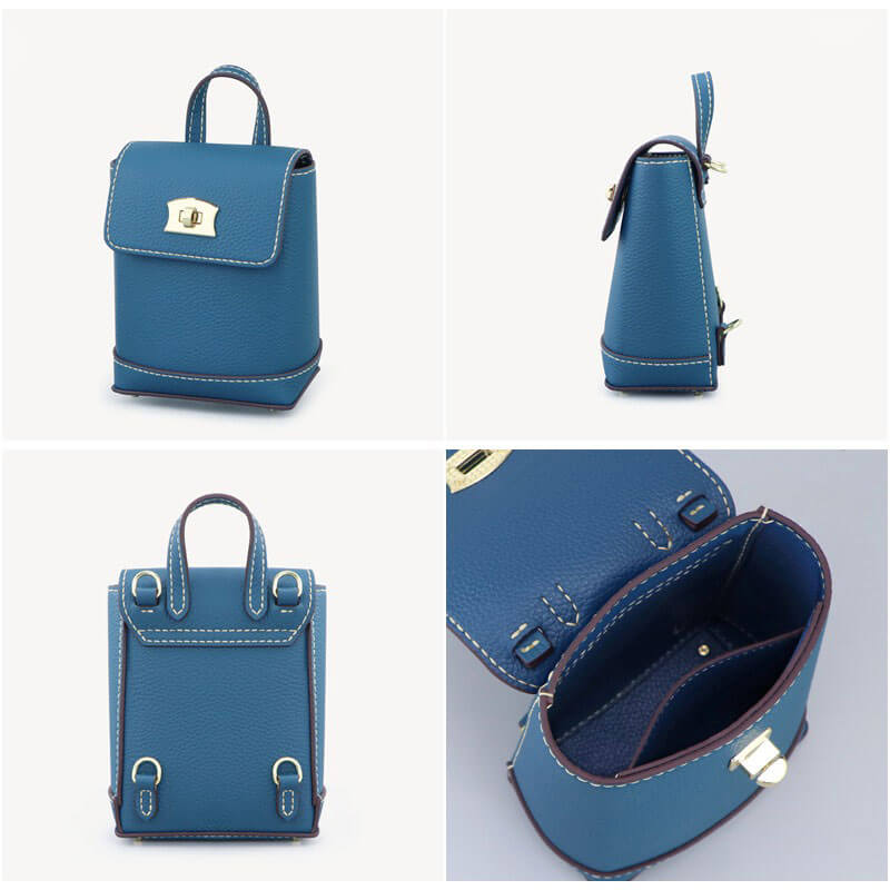 Cell Phone Purse Mini Leather Backpack DIY Kit – Babylon Leather - Babylon LeatherBabylon LeatherSY50 - Matching Color - Lychee Pattern Leather - Peacock Blue