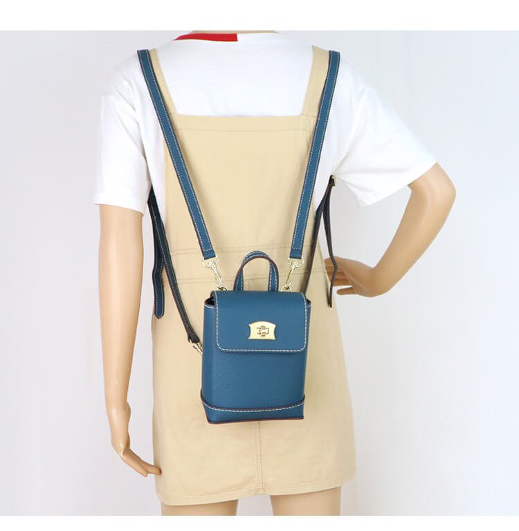 Cell Phone Purse Mini Leather Backpack DIY Kit – Babylon Leather - Babylon LeatherBabylon LeatherSY50 - Matching Color - Lychee Pattern Leather - Peacock Blue