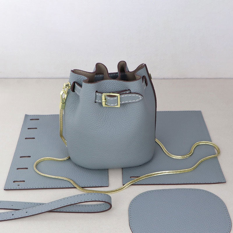 Chain Strap Bucket Bag DIY Kit – Babylon Leather - Babylon LeatherBabylon LeatherSY24 - Haze Blue - White