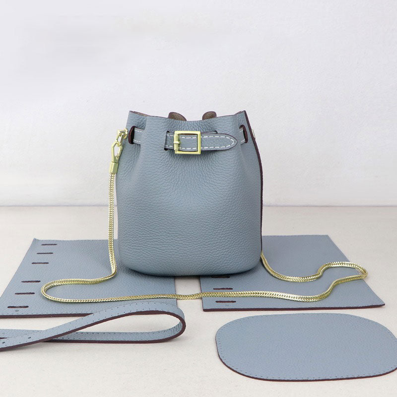 Chain Strap Bucket Bag DIY Kit – Babylon Leather - Babylon LeatherBabylon LeatherSY24 - Haze Blue - White