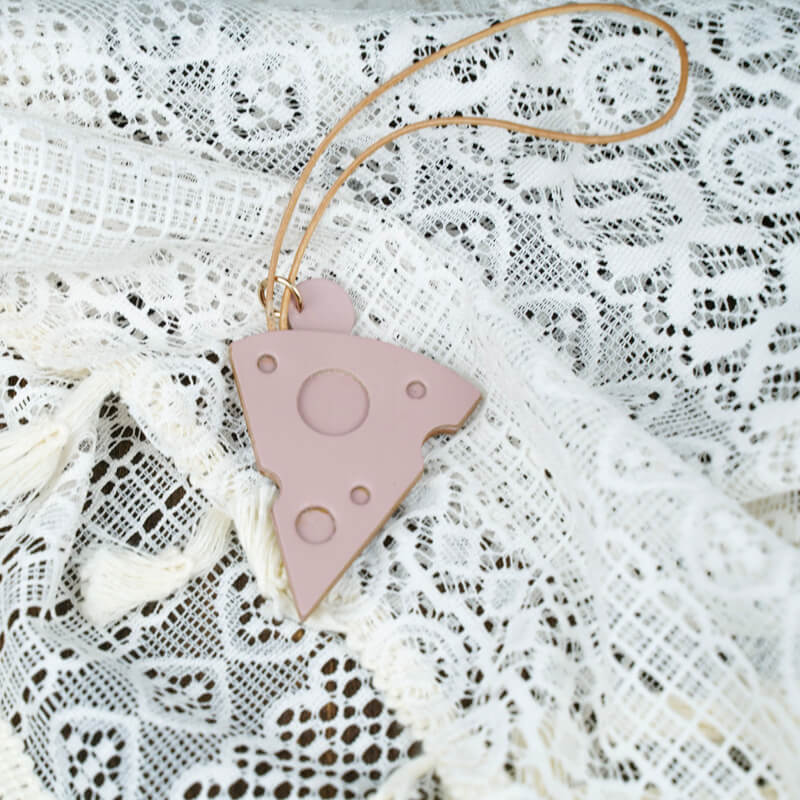 Cheese Shaped Leather Bag Charm – Babylon Leather - Babylon LeatherBabylon LeatherLL82-Pink