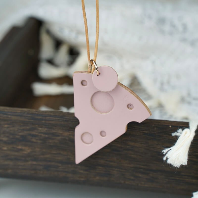 Cheese Shaped Leather Bag Charm – Babylon Leather - Babylon LeatherBabylon LeatherLL82-Pink