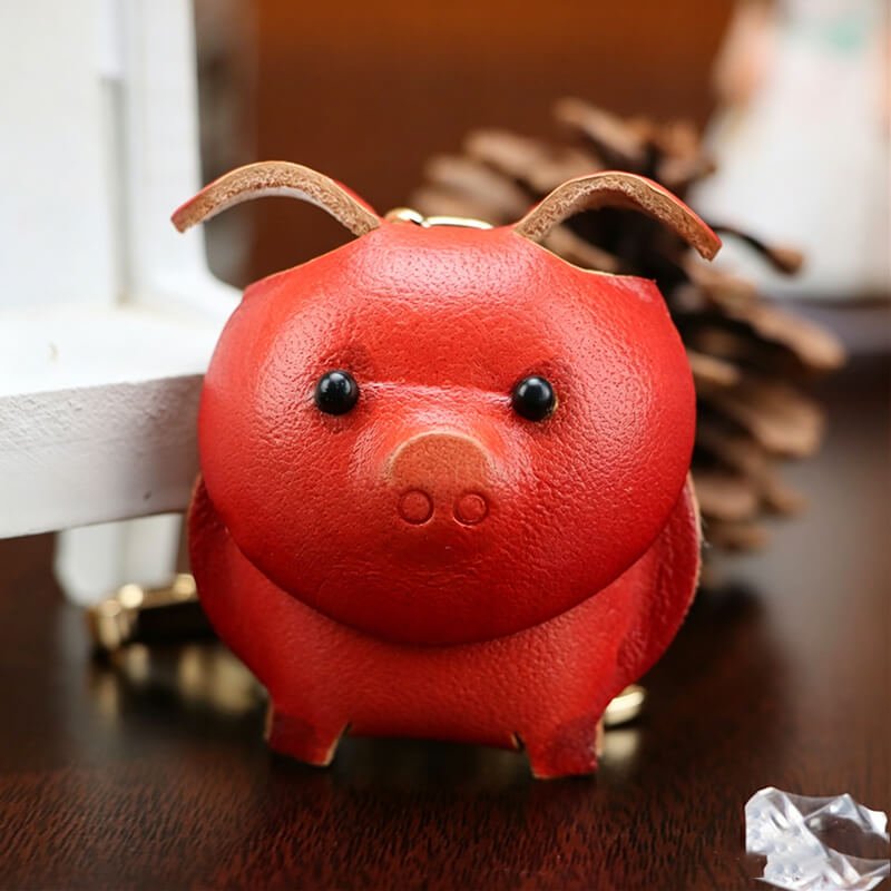 Chinese Zodiac Leather Bag Charm – Babylon Leather - Babylon LeatherBabylon LeatherLLZ34-Pig-Orange