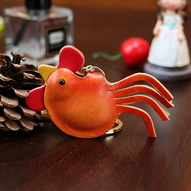 Chinese Zodiac Leather Bag Charm – Babylon Leather - Babylon LeatherBabylon LeatherLLZ34-Rooster-Orange