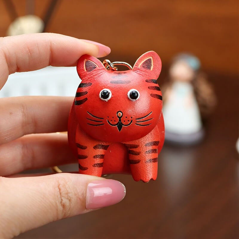 Chinese Zodiac Leather Bag Charm – Babylon Leather - Babylon LeatherBabylon LeatherLLZ34-Tiger-Orange
