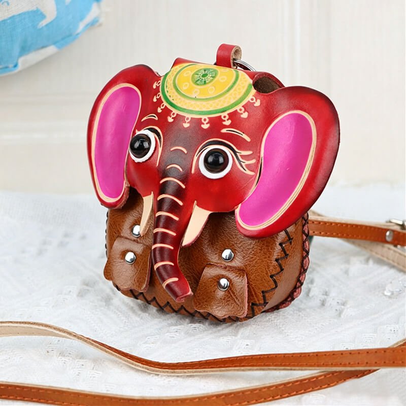 Chinese Zodiac Leather Key Pouch – Babylon Leather - Babylon LeatherBabylon LeatherLLZ28-Elephant 1 Brown
