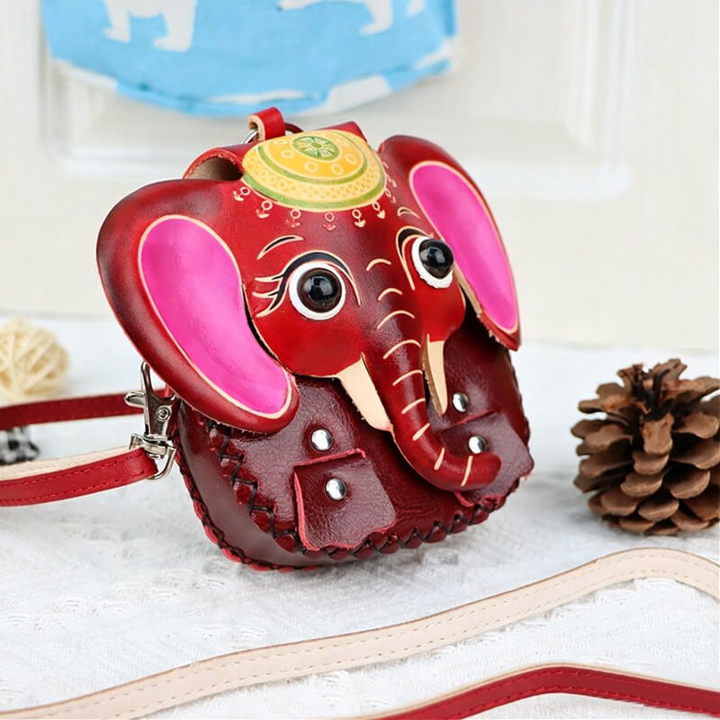 Chinese Zodiac Leather Key Pouch – Babylon Leather - Babylon LeatherBabylon LeatherLLZ28-Elephant 1 Red