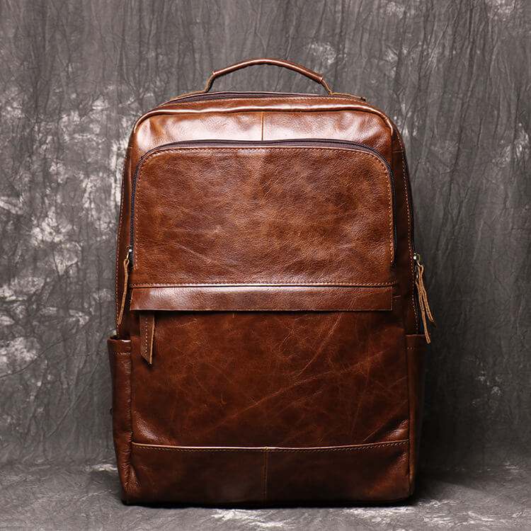 Classic Men’s Business Leather Backpack – Babylon Leather - Babylon LeatherBabylon LeatherLJ018 - Coffee