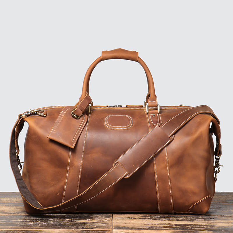 Classic Men’s Leather Holdall Travel Bag – Babylon Leather - Babylon LeatherBabylon LeatherLJ072 - Brown