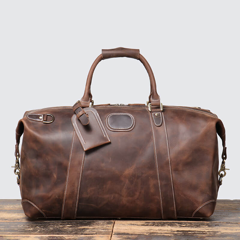 Classic Men’s Leather Holdall Travel Bag – Babylon Leather - Babylon LeatherBabylon LeatherLJ072 - Coffee