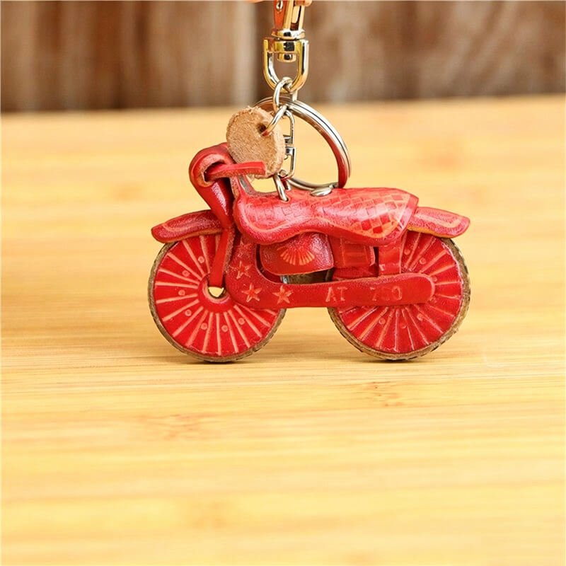 Classic Motorcycle Leather Bag Charm – Babylon Leather - Babylon LeatherBabylon LeatherLLZ115-1-Red
