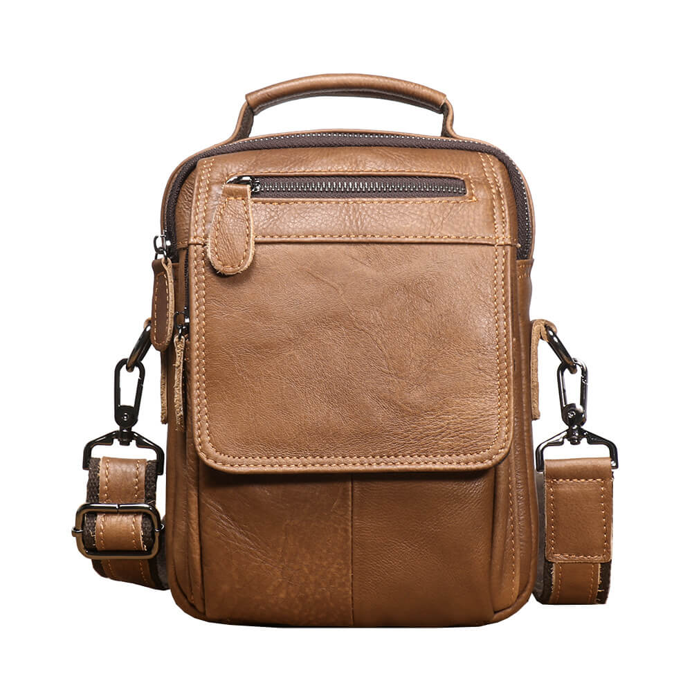 Classic Stylish Top - Grain Leather Crossbody Bag for Men – Babylon Leather - Babylon LeatherBabylon LeatherLJ117-Brown