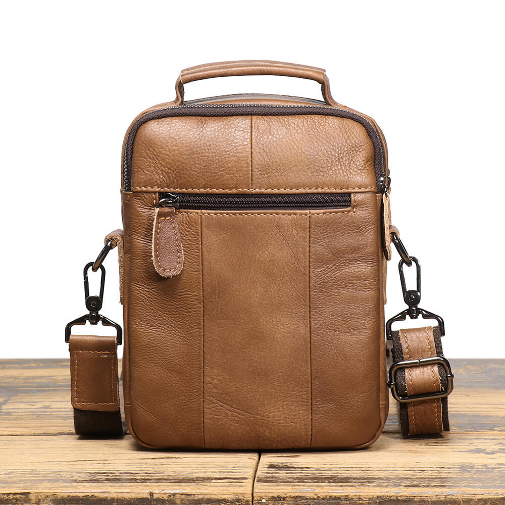 Classic Stylish Top - Grain Leather Crossbody Bag for Men – Babylon Leather - Babylon LeatherBabylon LeatherLJ117-Brown