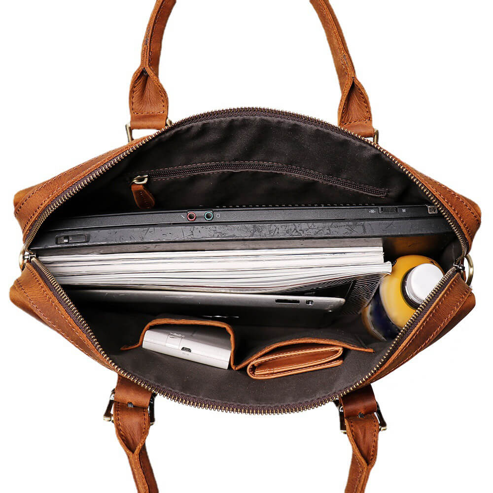 Classic Top Grain Leather Laptop Business Bag – Babylon Leather - Babylon LeatherBabylon LeatherLJ004 - Brown