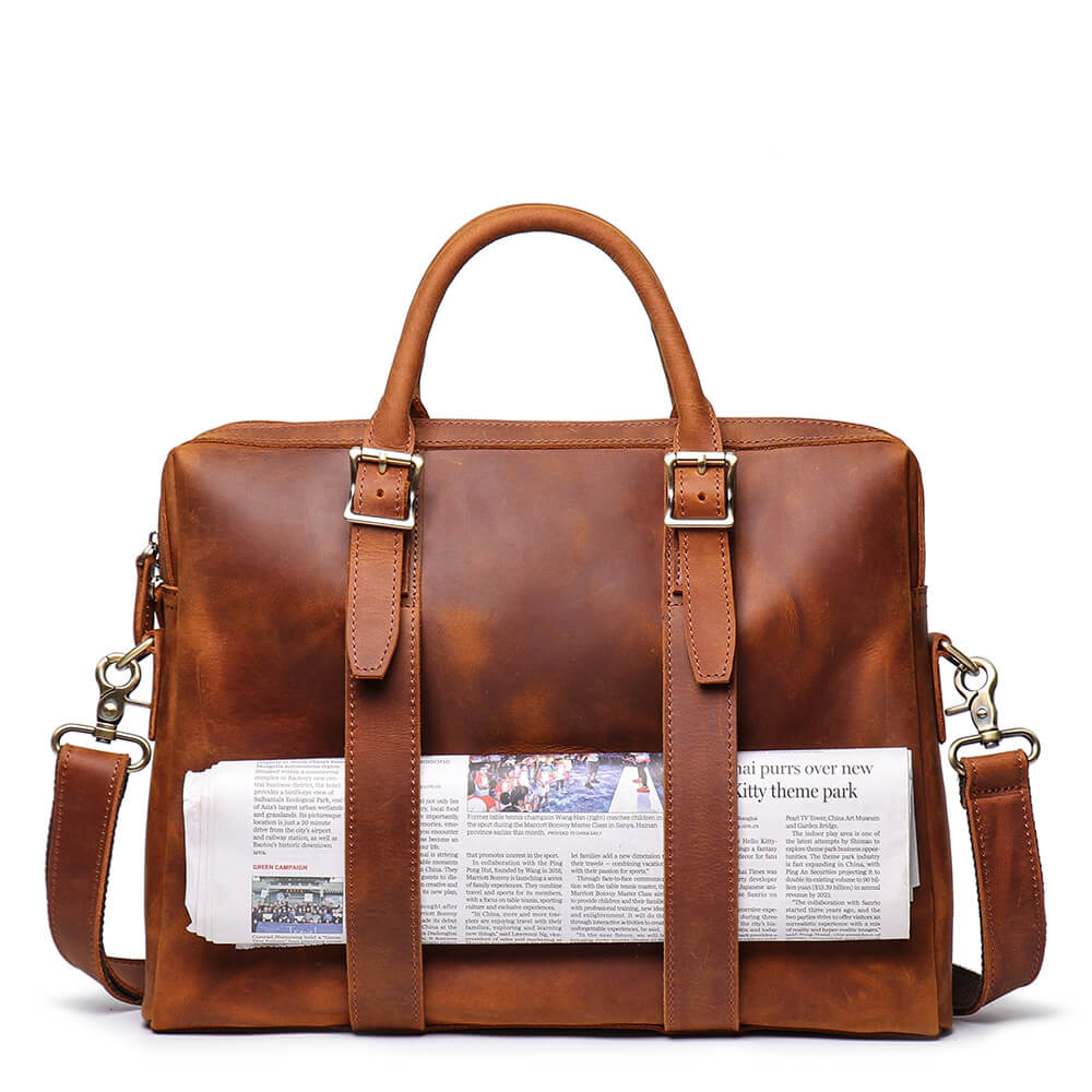 Classic Top Grain Leather Laptop Business Bag – Babylon Leather - Babylon LeatherBabylon LeatherLJ004 - Brown