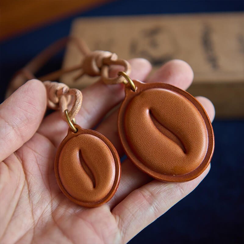 Coffee Bean Leather Bag Charm – Babylon Leather - Babylon LeatherBabylon LeatherLZ93-Brown-Large & Small