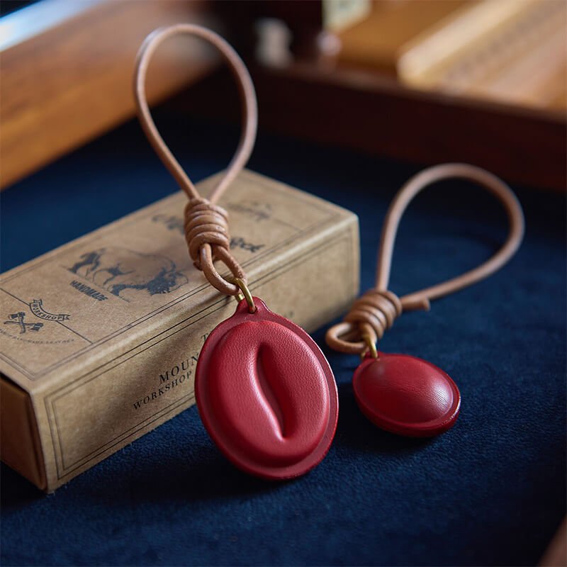 Coffee Bean Leather Bag Charm – Babylon Leather - Babylon LeatherBabylon LeatherLZ93-Coffee-Large