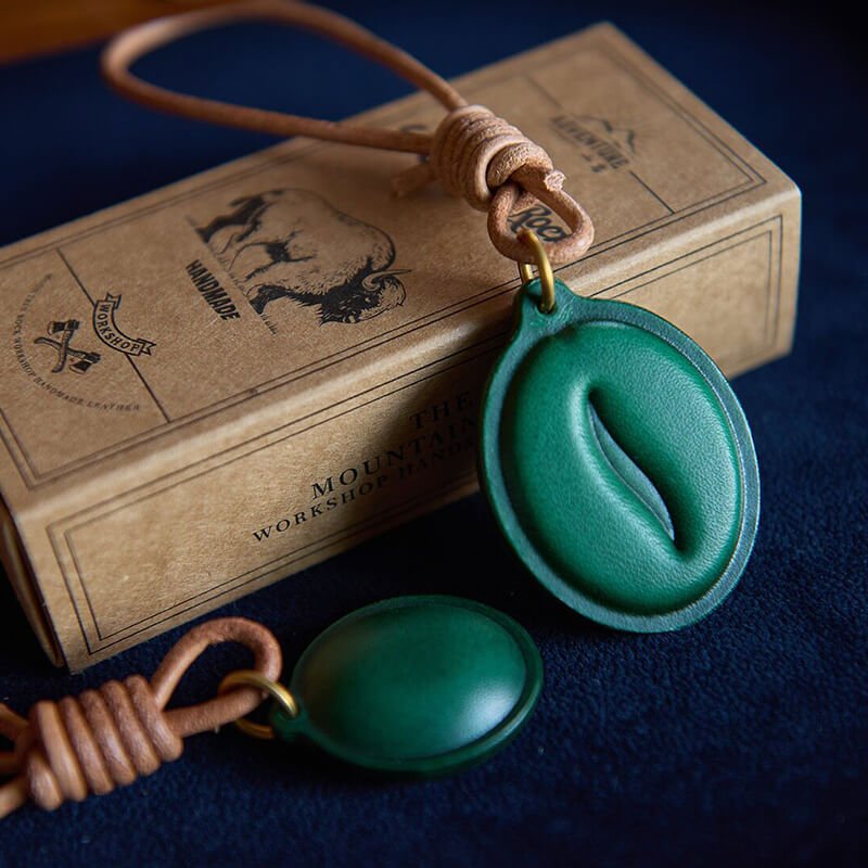 Coffee Bean Leather Bag Charm – Babylon Leather - Babylon LeatherBabylon LeatherLZ93-Green-Large