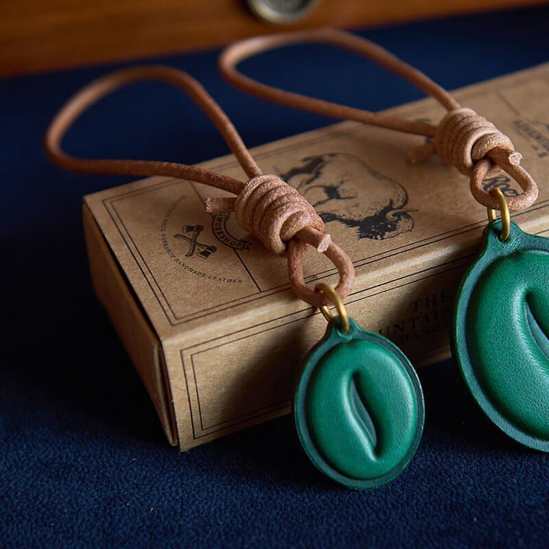 Coffee Bean Leather Bag Charm – Babylon Leather - Babylon LeatherBabylon LeatherLZ93-Green-Small