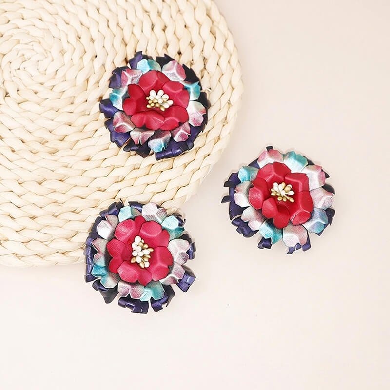 Colorful Cowhide Leather Flower Brooch - Babylon LeatherBabylon LeatherMJY05-Multicolor