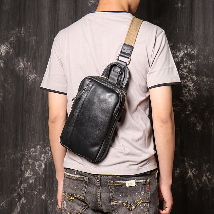 Compact Leather Crossbody Sling Bag – Babylon Leather - Babylon LeatherBabylon LeatherLJ062 - Black