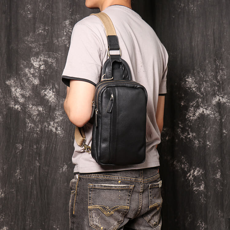 Compact Leather Crossbody Sling Bag – Babylon Leather - Babylon LeatherBabylon LeatherLJ062 - Black