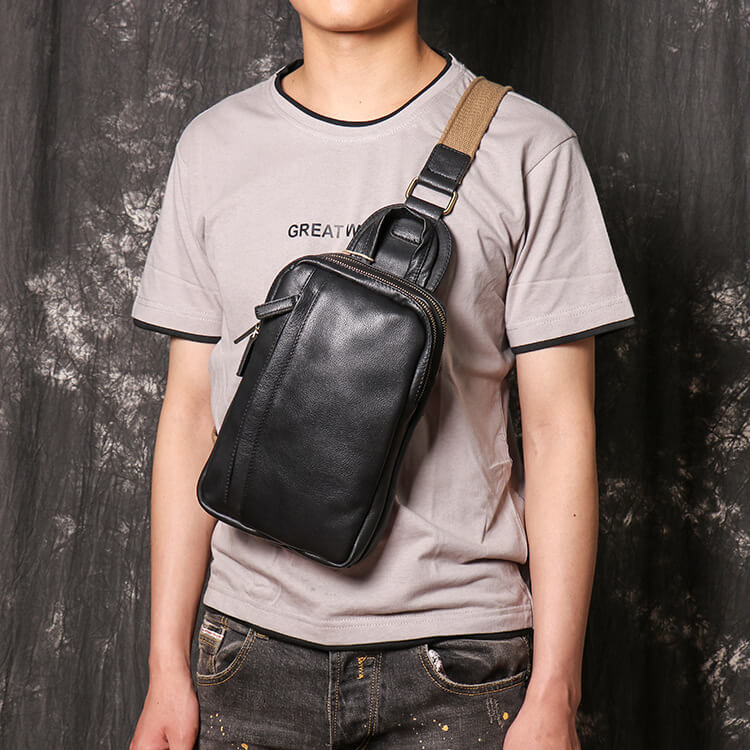 Compact Leather Crossbody Sling Bag – Babylon Leather - Babylon LeatherBabylon LeatherLJ062 - Black
