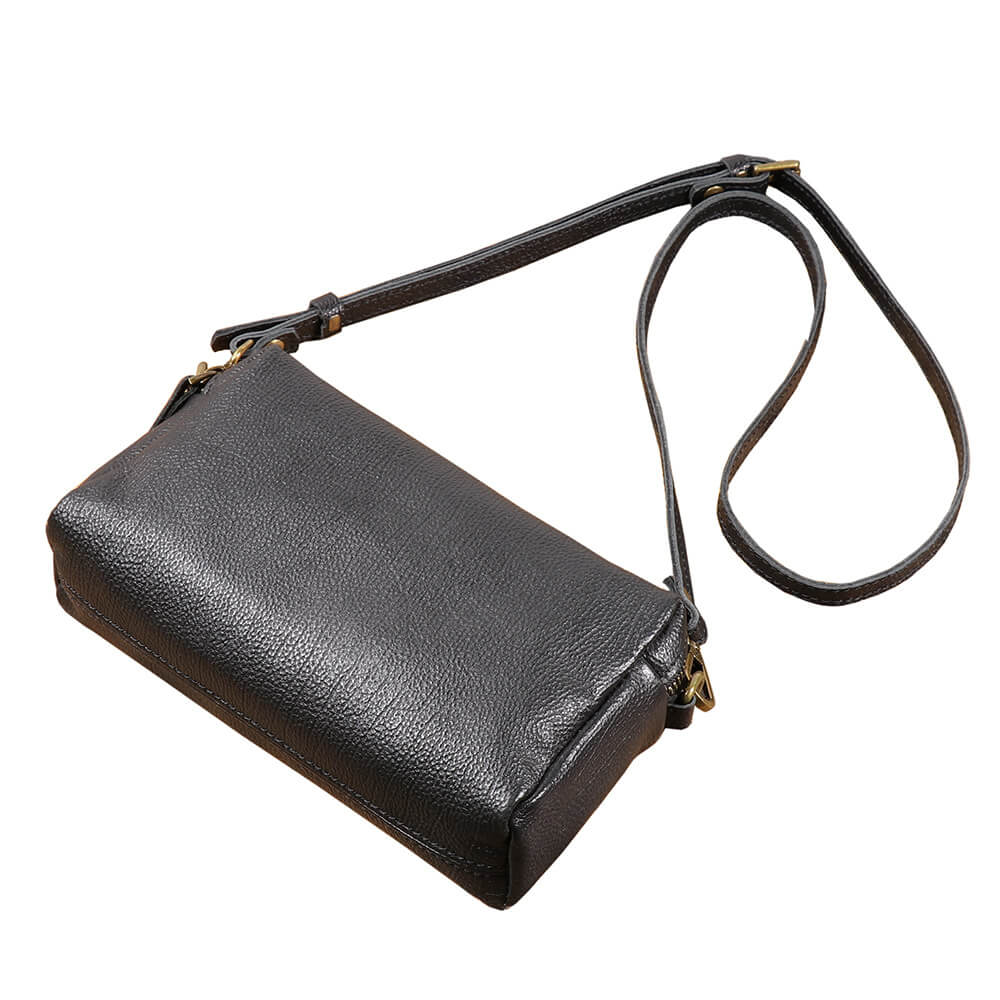 Compact Minimal Top - Grain Leather Wristlet Clutch – Babylon Leather - Babylon LeatherBabylon LeatherLJ149-Coffee