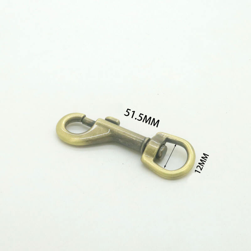Compact Swivel Snap Hook - Babylon Leather - Babylon LeatherBabylon LeatherJY08-Brushed Antique Brass-12mm D-End Hook