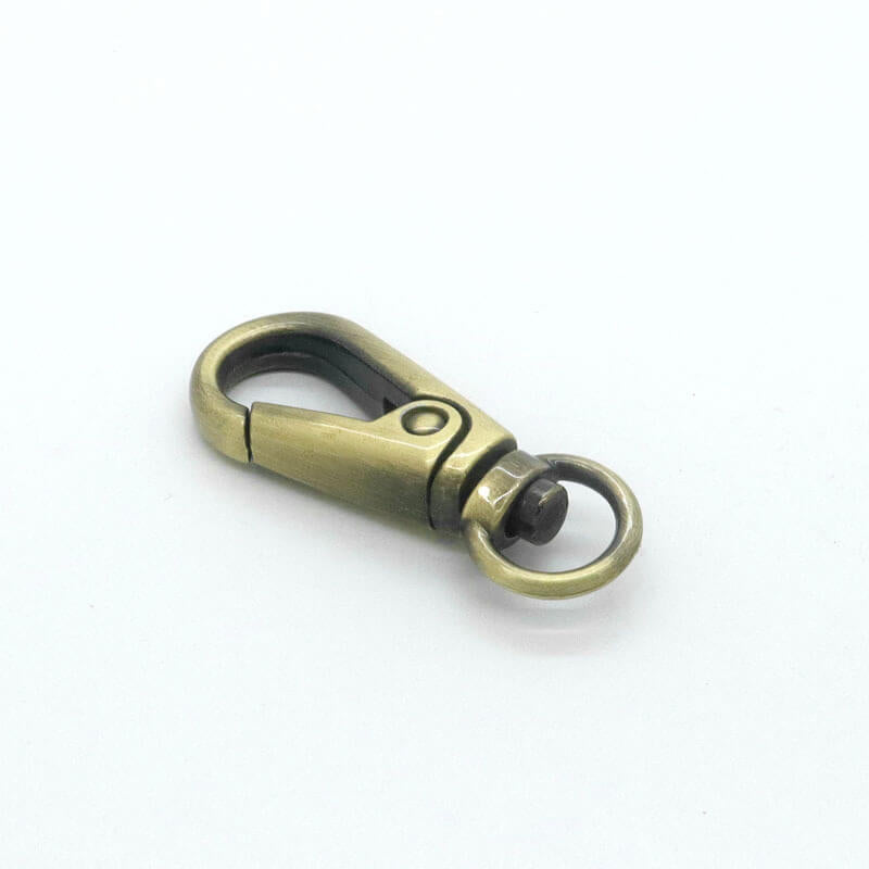 Compact Swivel Snap Hook - Babylon Leather - Babylon LeatherBabylon LeatherJY08-Brushed Antique Brass-9mm Fish Eye Hook