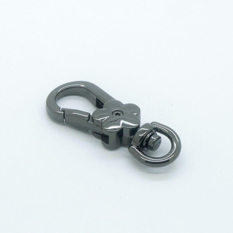 Compact Swivel Snap Hook - Babylon Leather - Babylon LeatherBabylon LeatherJY08-Gunmetal-9mm Flower Hook