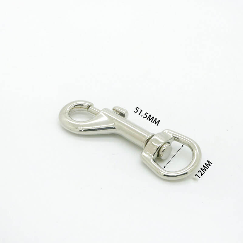 Compact Swivel Snap Hook - Babylon Leather - Babylon LeatherBabylon LeatherJY08-Silver-12mm D-End Hook