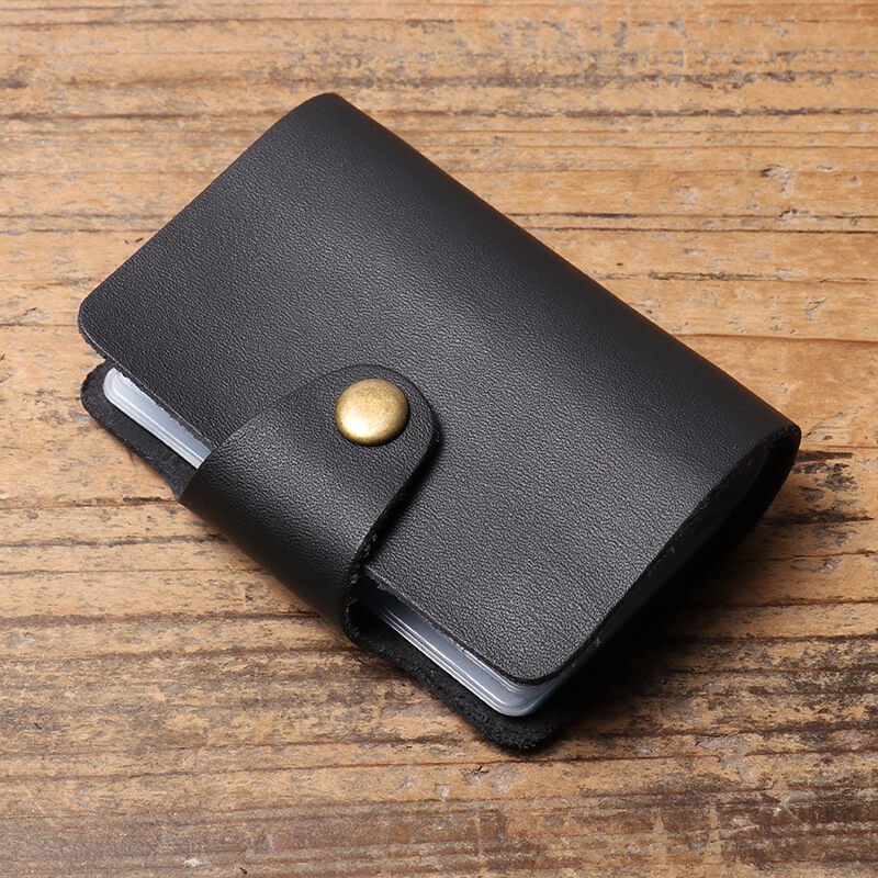 Compact Top - Grain Leather Snap Card Wallet – Babylon Leather - Babylon LeatherBabylon LeatherLJ127-Random Color, Not Limited to the Colors Pictured