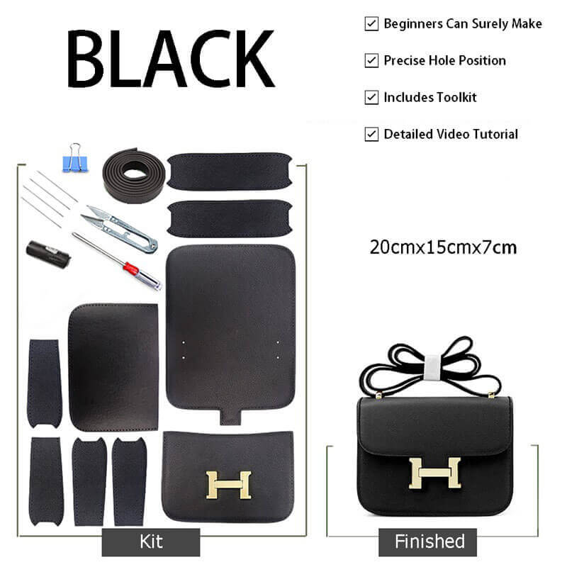 Constance Bag Leather DIY Kit - Babylon Leather - Babylon LeatherBabylon LeatherSY08 - Black - Color - Matched