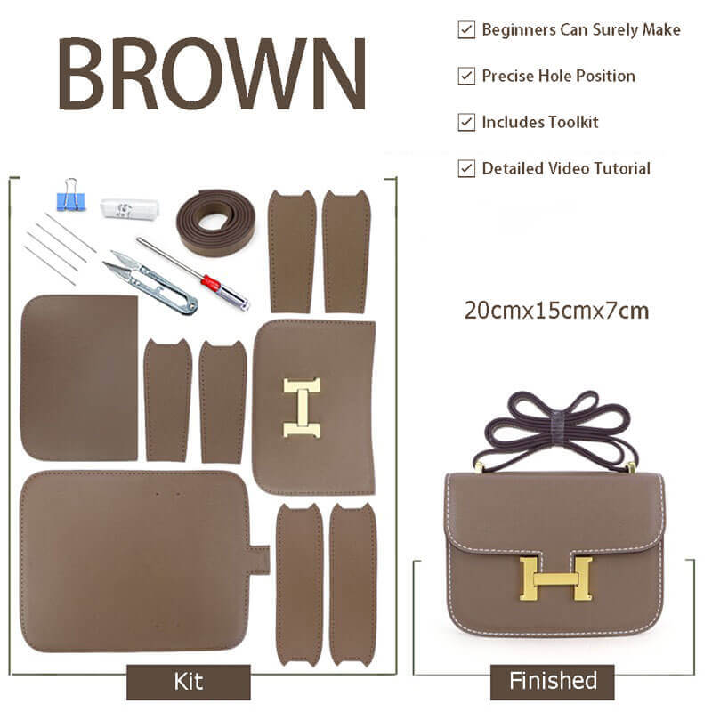 Constance Bag Leather DIY Kit - Babylon Leather - Babylon LeatherBabylon LeatherSY08 - Brown - White