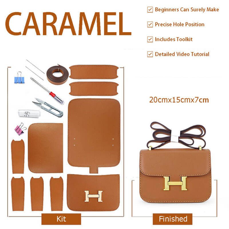 Constance Bag Leather DIY Kit - Babylon Leather - Babylon LeatherBabylon LeatherSY08 - Caramel - White